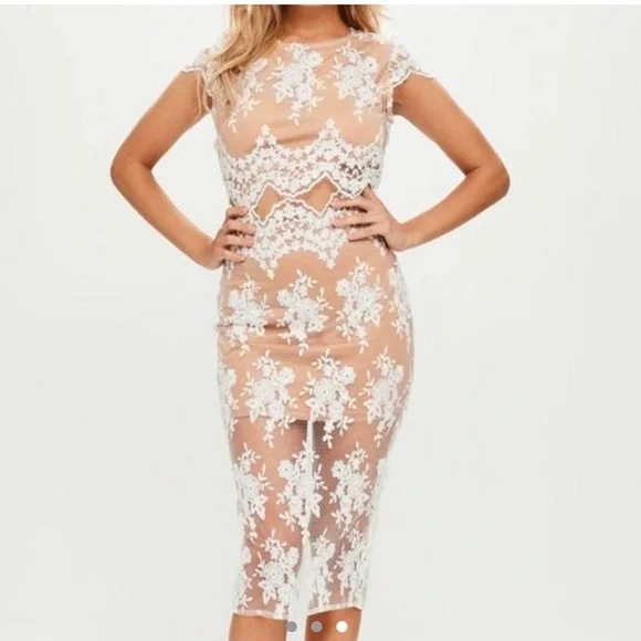 Missguided Skirts Nwt Missguided Mesh And Lace Scalloped Edge